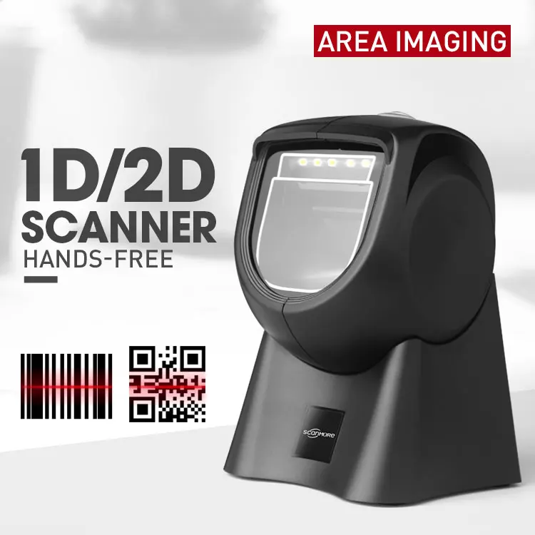 2D POS Desktop Barcode Scanner Hand -free Omnidirectional Laser Symbol Scanners