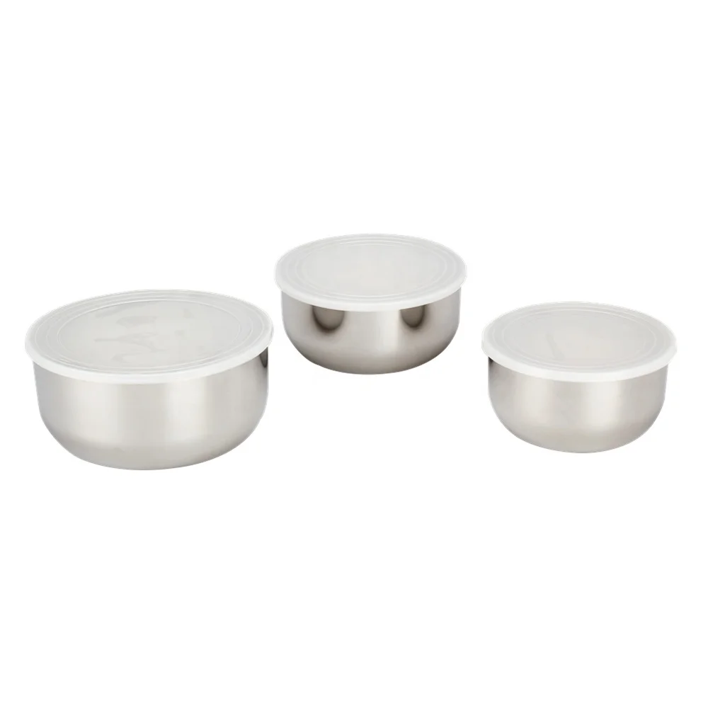  Контейнер для хранения пищи из нержавеющей стали миска смешивания с силиконовой крышкой