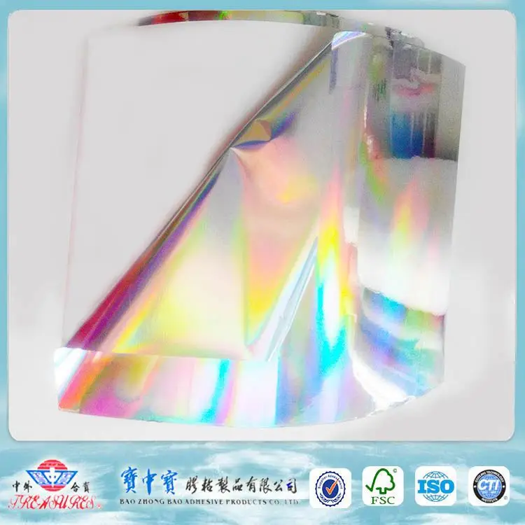 PET water resistant holographic transparent foil showerproof hologram strip label car vinyl wrap