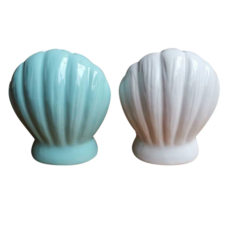 
Factory direct shell shape ceramic spice set tool home kitchen seasoning ceramic salt shaker pepper bottle 
