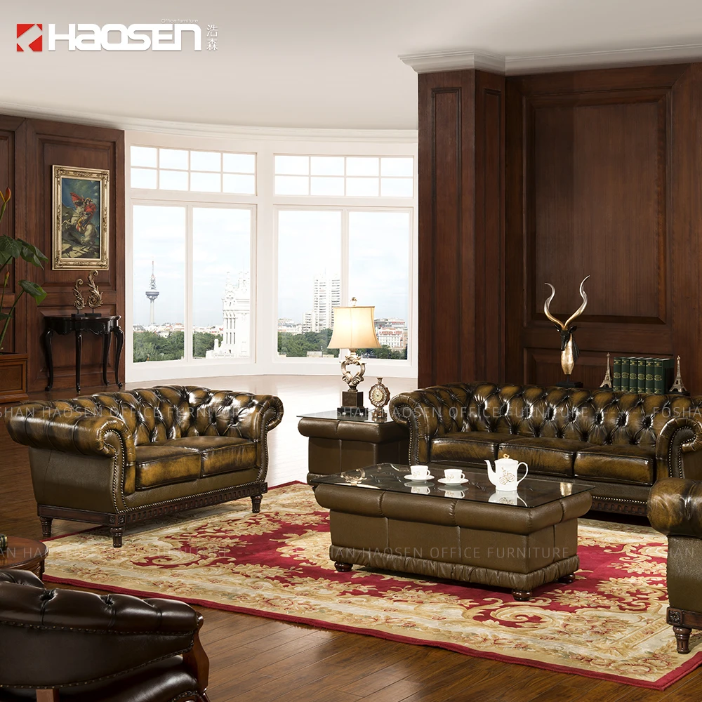 HAOSEN B264 supplier High end living room sofa 1+2+3 half leather sofa set customized wholesale
