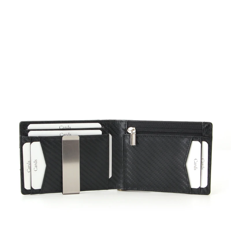RFID Blocking Pu Leather Money Clip Promotional Wallet Carbon Fiber Pu Leather