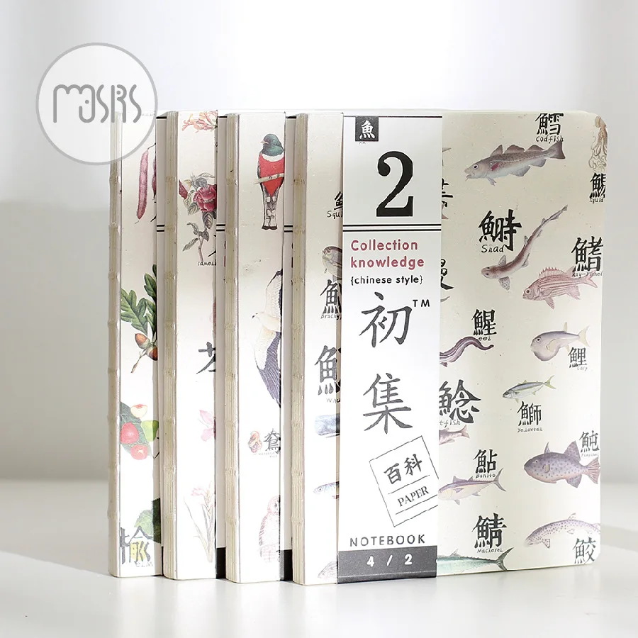 MOUSRS Flower Bird Tree Fish Notebook Empty Page Note Book Sketchbook Journal kawaii school supplies