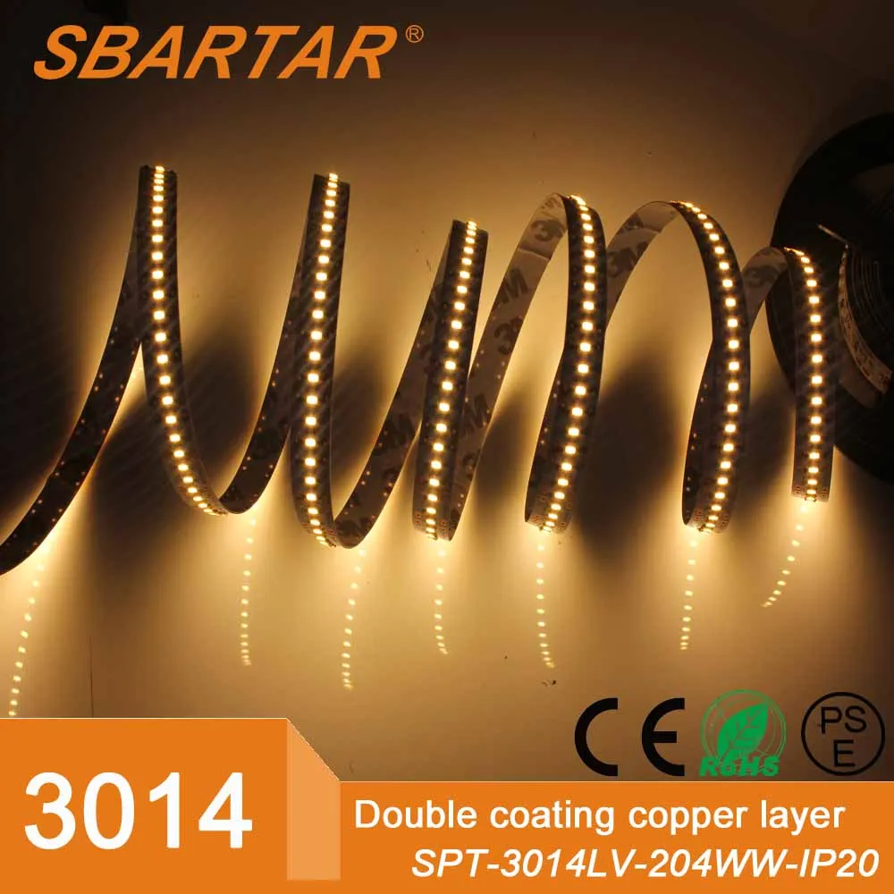 5 м супер яркий 3014 СМД 1020 из светодиодов ленты свет рождества 12 В 204 светод. / м белый