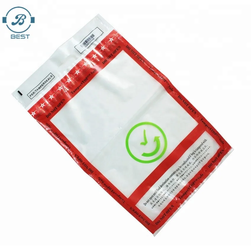 Printed Opaque Tamper Evident Sealing Plastic Bank Money Steb Security Bag / Custom Self Adhesive Plastic Courier Bag