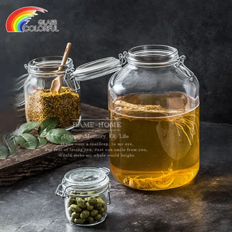 Guaranteed Quality glass jar containers with glass lid airtight glass storage jar
