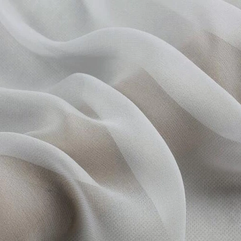 Howmay шелковая жоржеттная Ткань 8 момме 55 см 140 см 100% чистая шелковая ткань для шарфа платья юбки прозрачная легкая серебристая