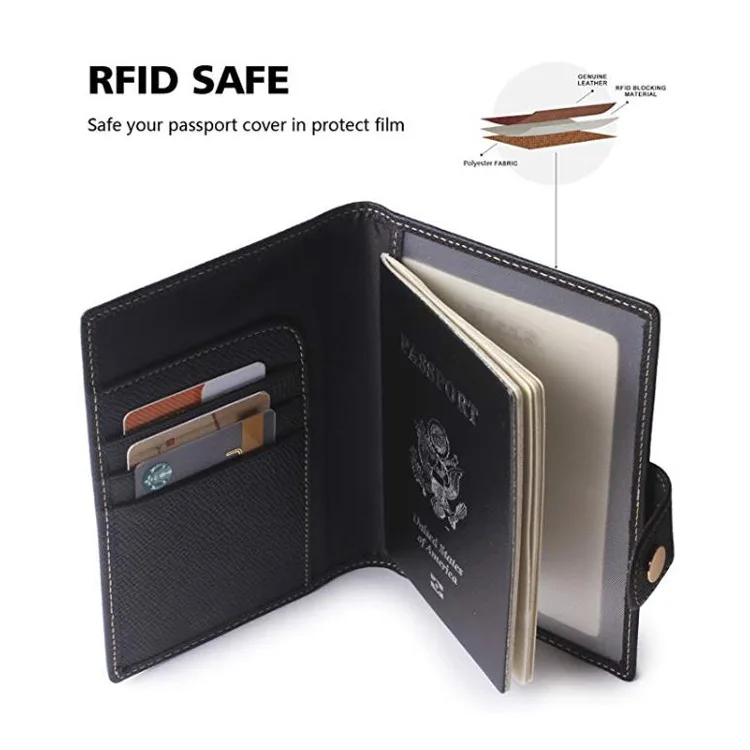 RFID Genuine Leather Passport Holder Wallet Man/Woman Card Holder For Passport