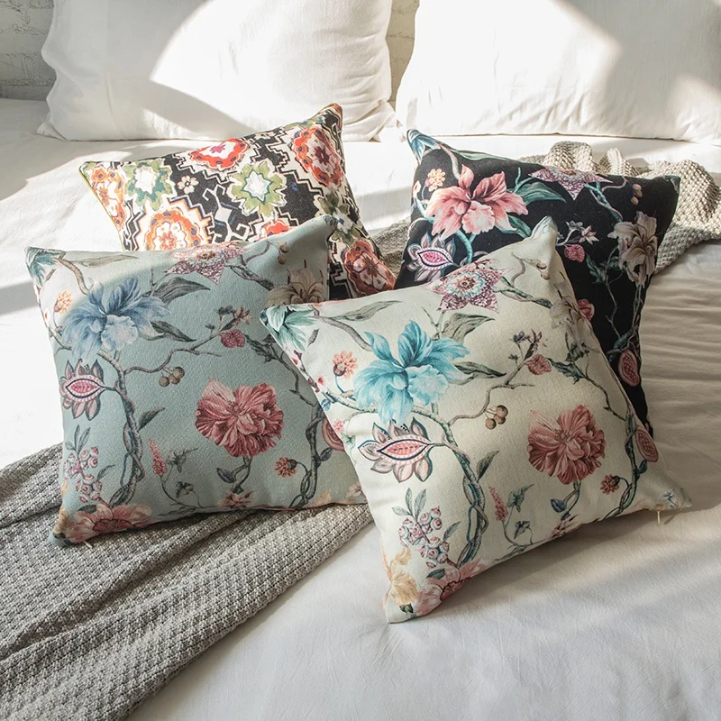 Monad Luxury Home Decorative American Style Eco-friendly Digital Print Designs Floral Throw Pillow Cushion Cover