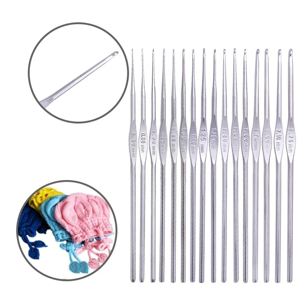 SKC 16PCS 0.5-2.1mm Weave Craft Needle Sweater Knitting Needle Crochet Hook