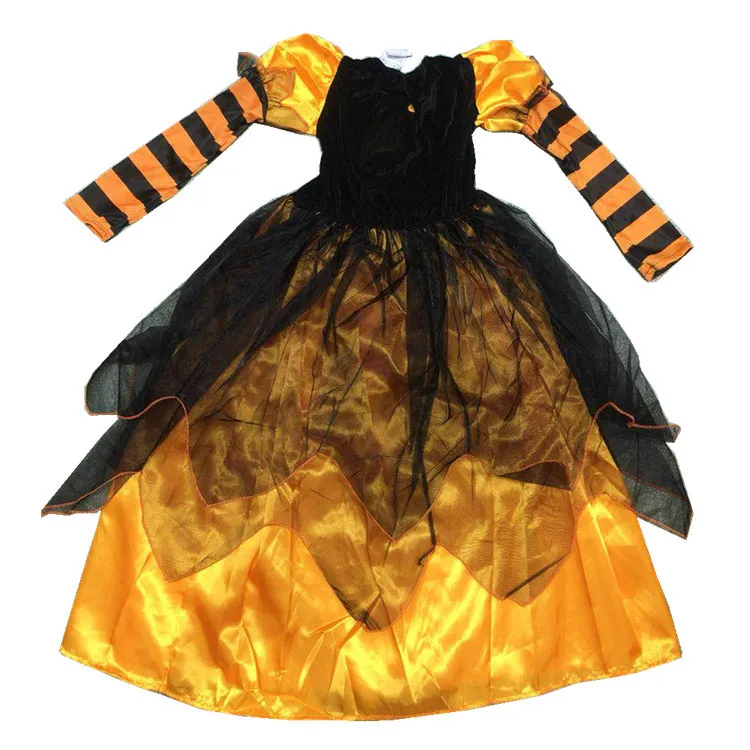 Hot sale Child Cosplay demon costume for kids Halloween Black Witch Cloak with hat