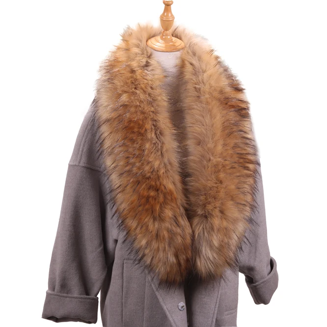 
Factory Price Large Trim Faux Raccoon Fur Collar For Coats 