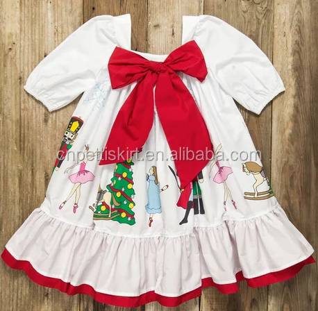 2017 fashion winter fall christmas girl dress 100% cotton clothing manufacturer wholesale boutique girl dress