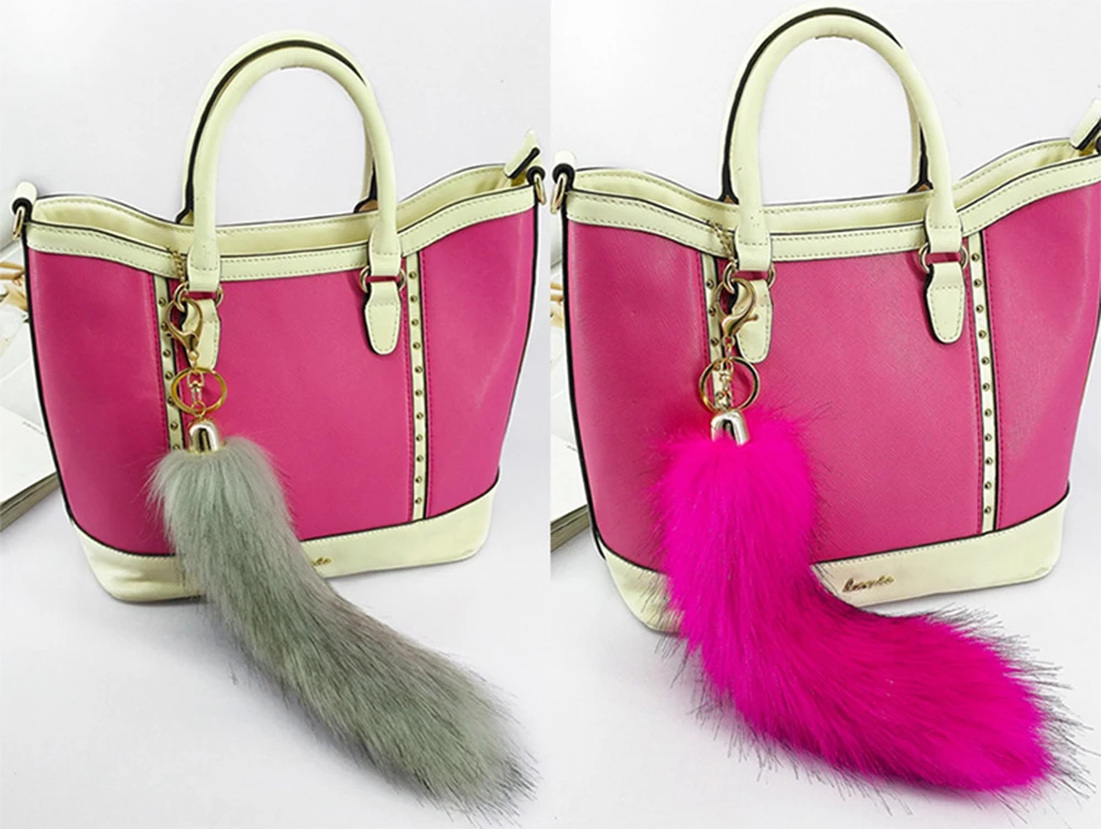 Yongze wholesale soft long cheap fake fur fake fox tails keychain