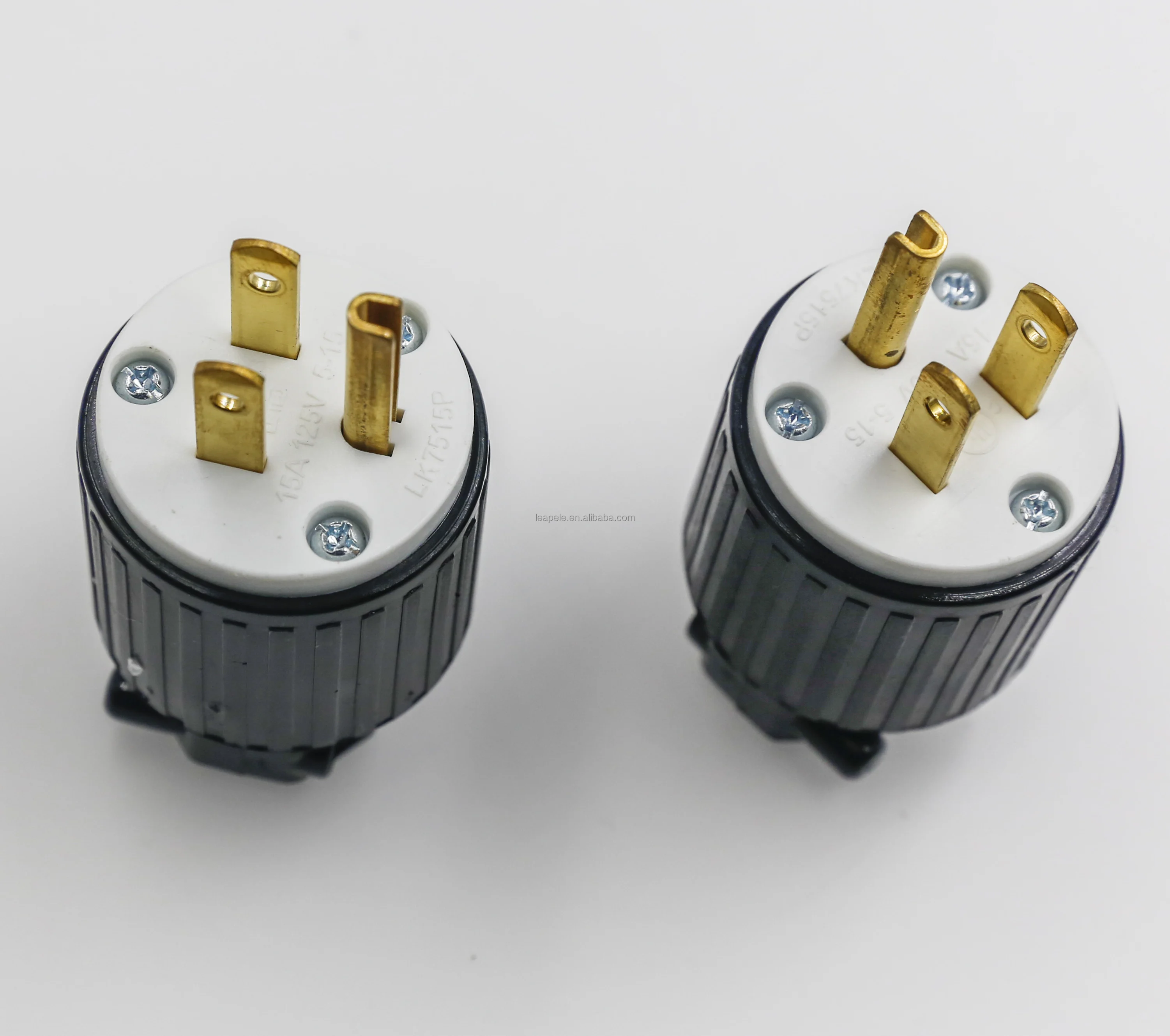 15A, 125V, Armored Straight Blade Plug, NEMA 5-15P