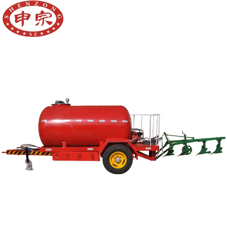 3ton tractor water irrigation tanker on trailer with planter and plough
