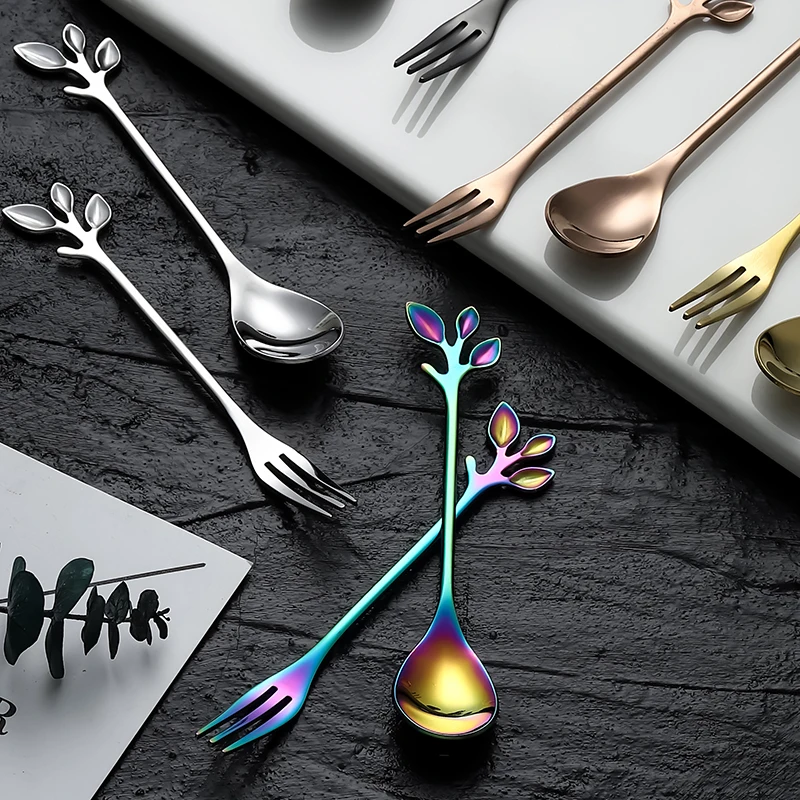 Посуда из нержавеющей стали, креативная Цветочная кофейная ложка, ложка для перемешивания, ложка для смешивания