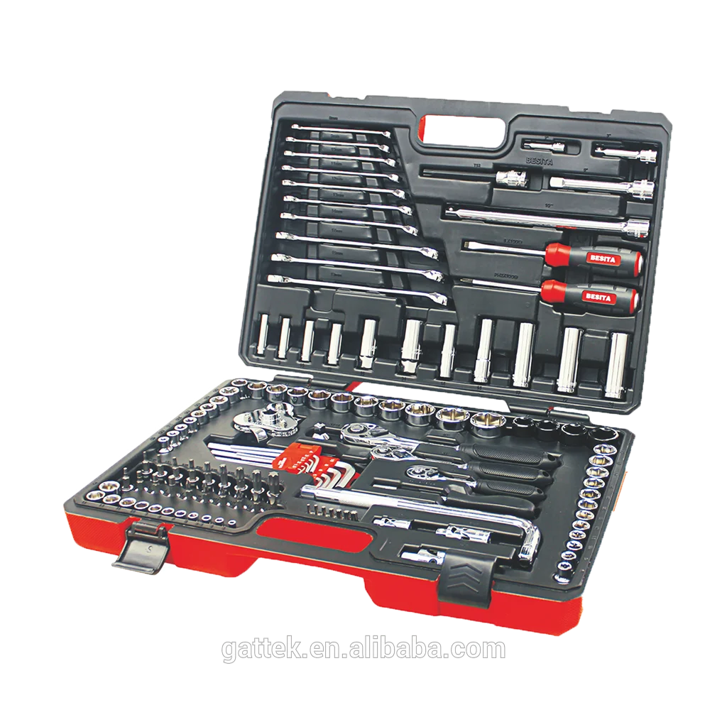 BESITA NEW 120+1PCS Metric Auto Tool Kit Hand Tool Box Socket Set Item No.6666C
