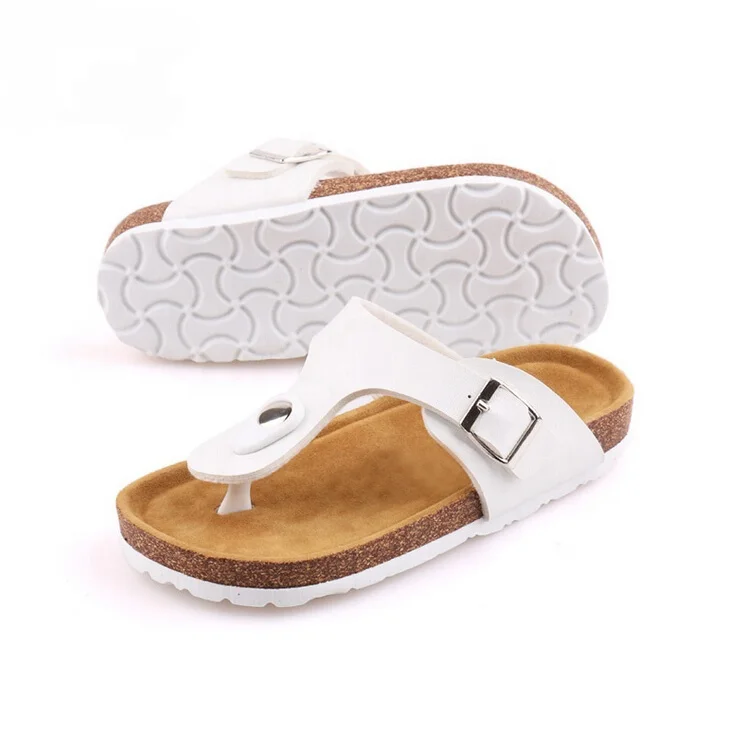 Hot sale cork sole children flipflops kids thong sandals boys girls comfortable casual slippers for beach with soft foot-bed