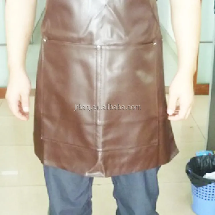 Waterproof Durable Men BBQ Barber Chef Genuine Cow Leather Apron For Grill Welding