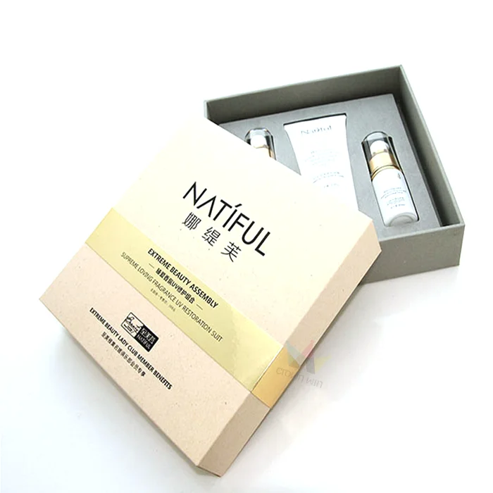 Упаковочная коробка для макияжа с поролоновой вставкой, бумажная упаковка на заказ, Подарочная коробка для продукта по уходу за кожей, набор косметических коробок