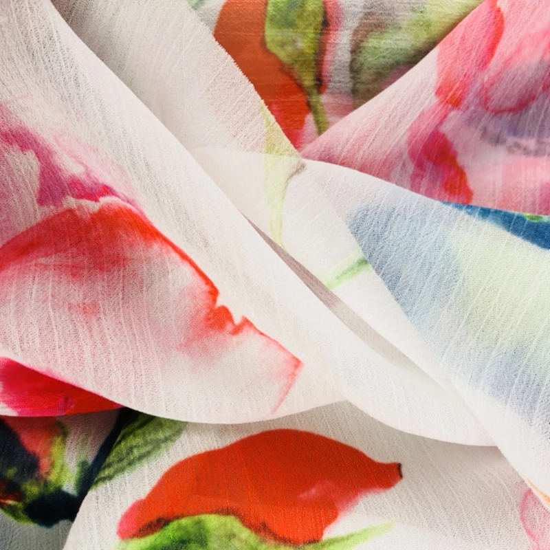 75D Печатный полиэстер крепдешин для женского платья