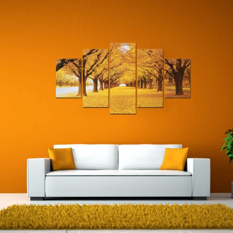 Лучший продавец, 5 шт., HD печатные картины на холсте, опавшие листья, золотые настенные картины, картины для домашнего декора