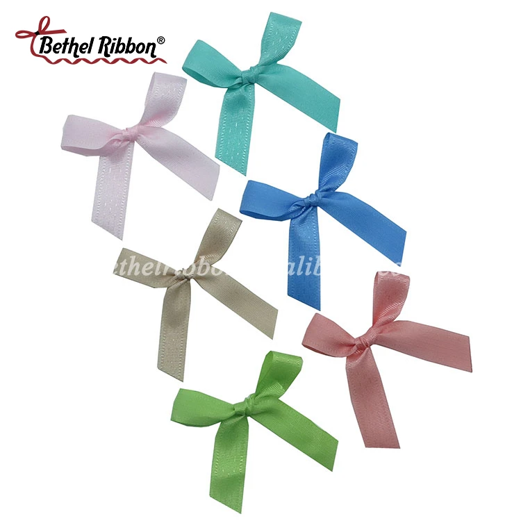 2018 popular wholesale small satin bows/make satin ribbon bow/pre-made ribbon bow
