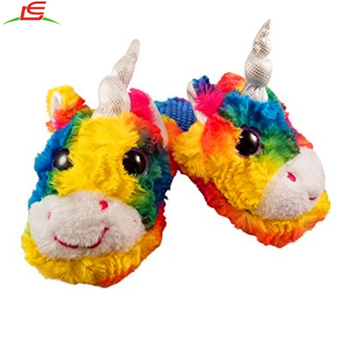 Rainbow Colors Girls Unicorn Slippers With Big Eyes