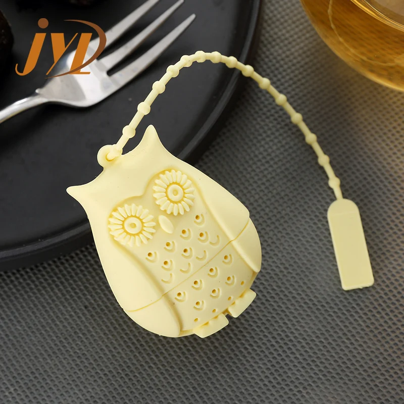 Оптовая продажа силиконовый сепаратор в форме милой совы для приготовления чая ситечко заваривания