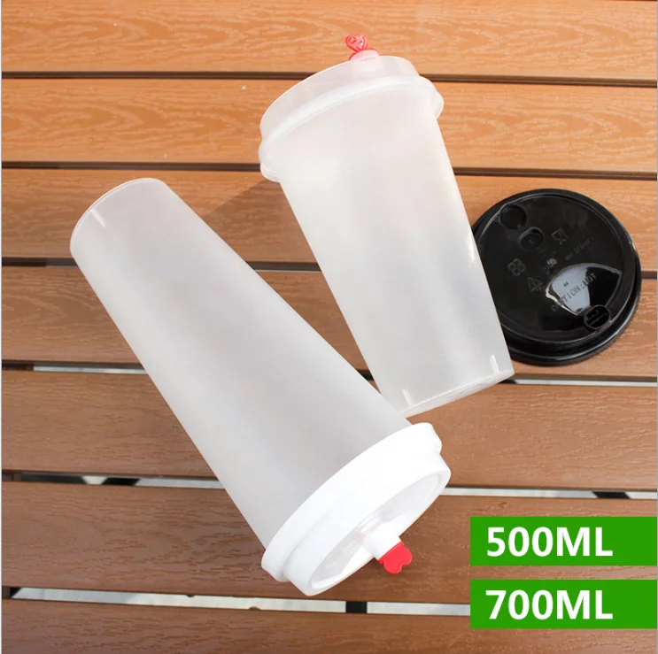 
Promotional Food Grade Hard Milkshake PP Cups With Injection Lids Plastic Injection cups with print 