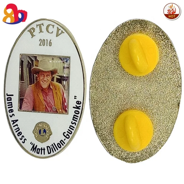 Promotional Custom Oval Print Photo Resin Reusable Name 2 Pin Badge for Name Badge Holder