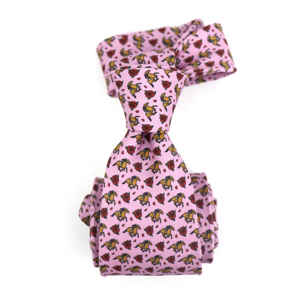 Мужские изысканные универсальные лошади и розы с логотипом ручной работы наконечник с принтом животных шелковые галстуки