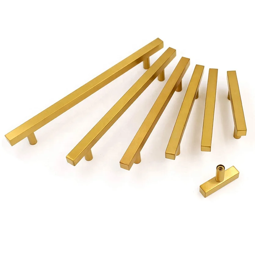 Furniture Cabinet Pull Handles Drawer Pulls Square T Bar Gold Brushed Nickel Kitchen  Handles