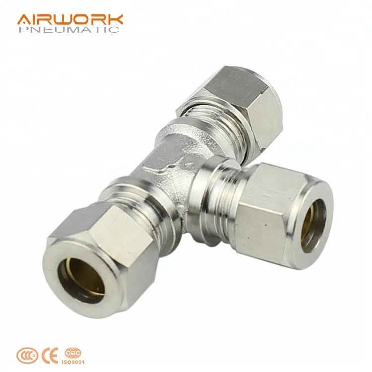 hydraulic 1/2 T union brass compression tube fitting hose connector for pvc pipe