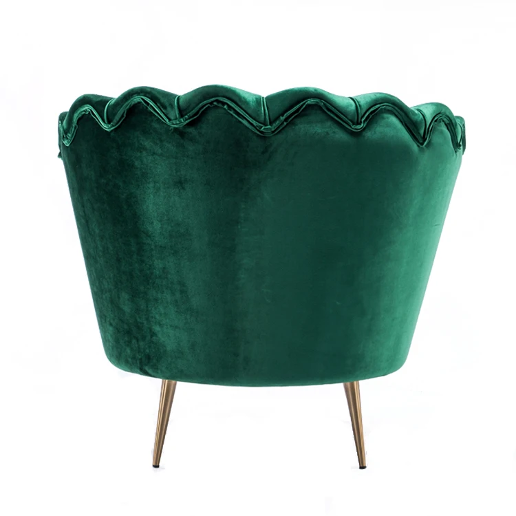 Green big size round armchair accent chair, comfortable soft sofa, home furniture