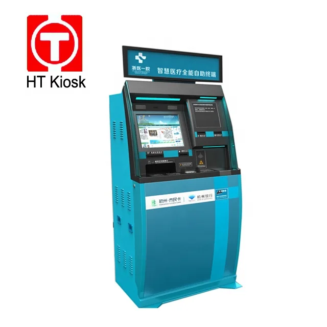 19 23 32 inch touch screen Ticket kiosk with A4 printer kiosk School kiosk Card dispenser reader self service terminal machine