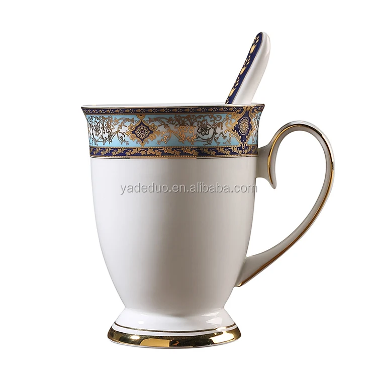Арабские керамические винтажные кофейные кружки фарфоровые чайные с золотой ручкой