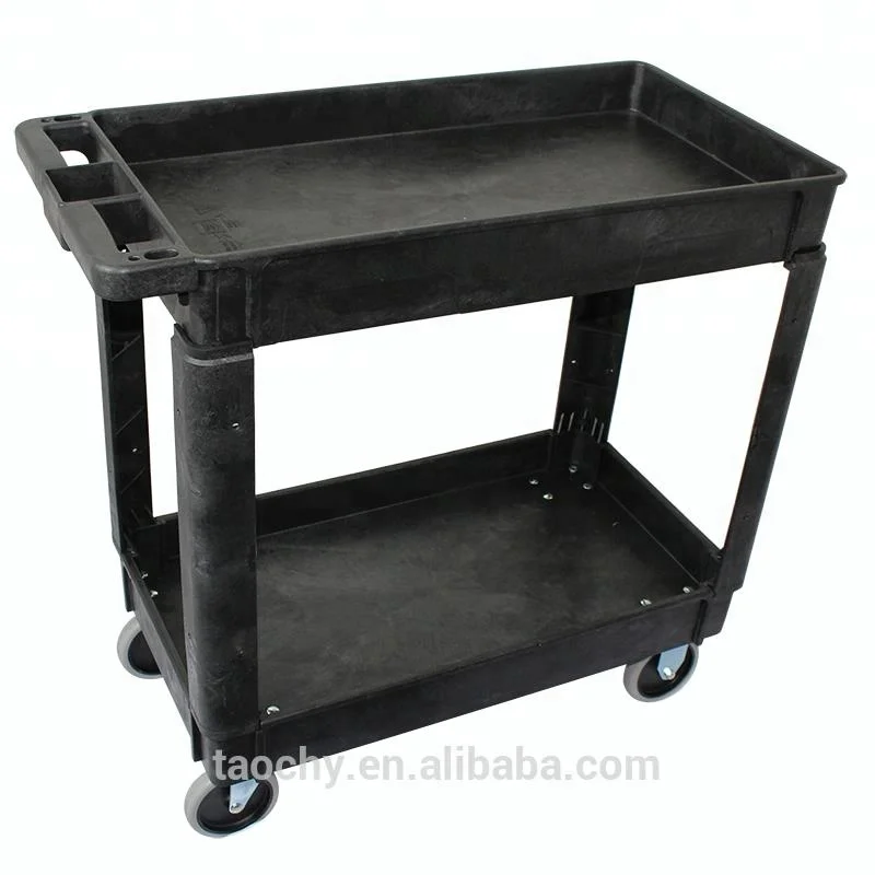 three shelf tool storage plastic service utility cart