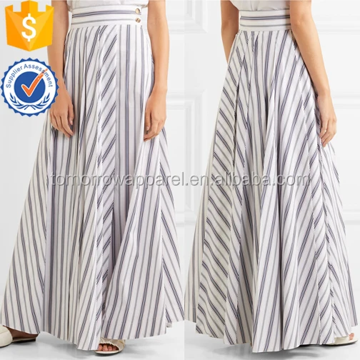 Multicolored Striped Cotton Poplin Maxi Skirt OEM/ODM Manufacture Wholesale Fashion Women Apparel (TA7008S)