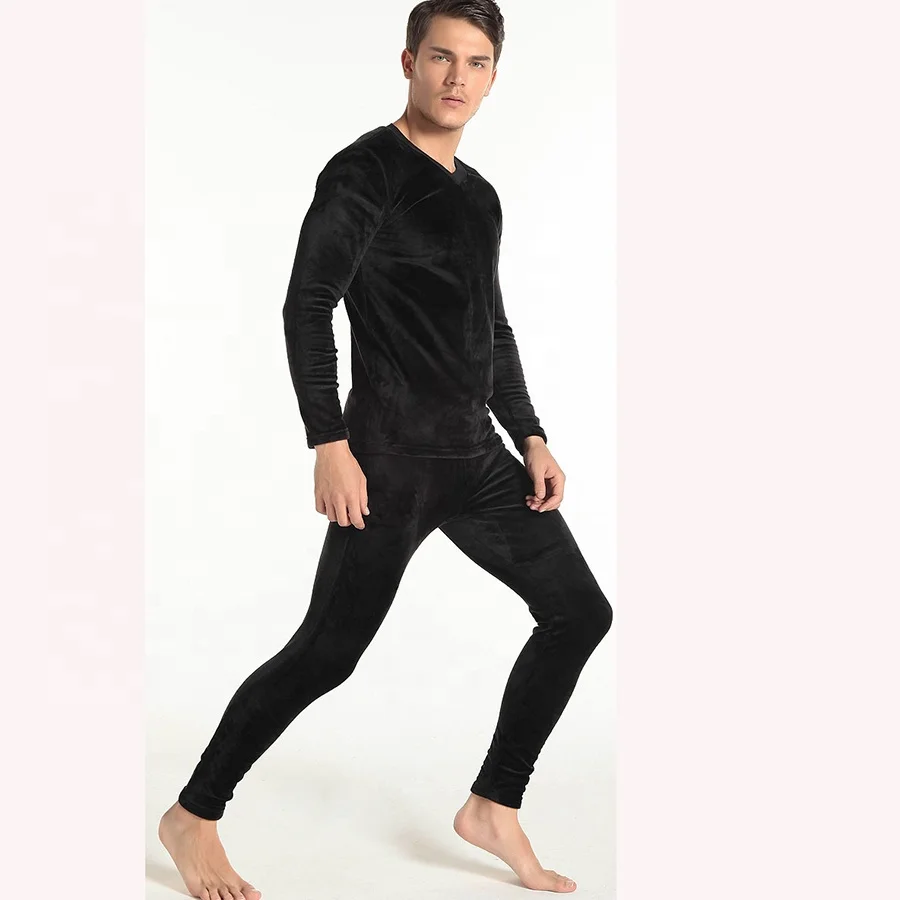 mens penis underwear plus velvet thicken keep warm long johns thermal underwear with shirt and pant