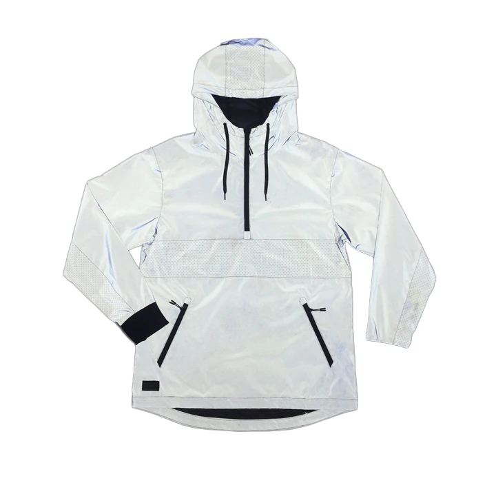 
Customized mens reflective jacket running 100% polyester reflective windbreaker 