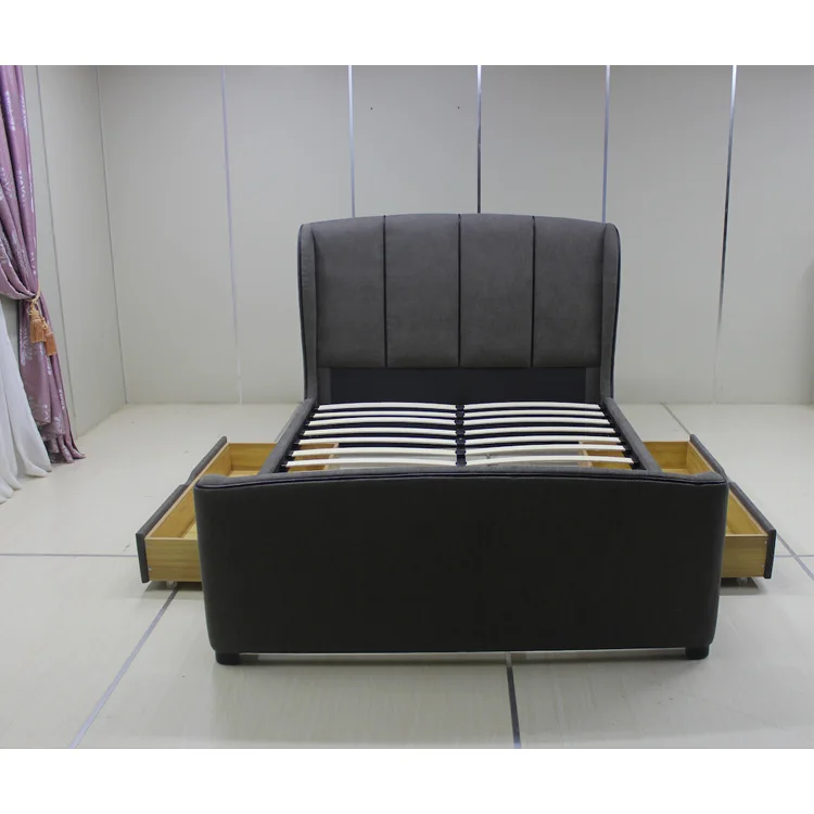 Hot sale bed room furniture leather bed with storage