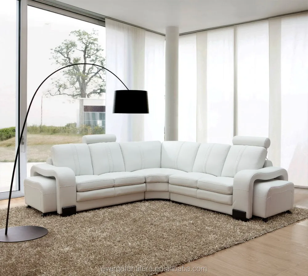 Living Room Furniture Set orange genuine leather big corner sofa L shape modular sectional sofa