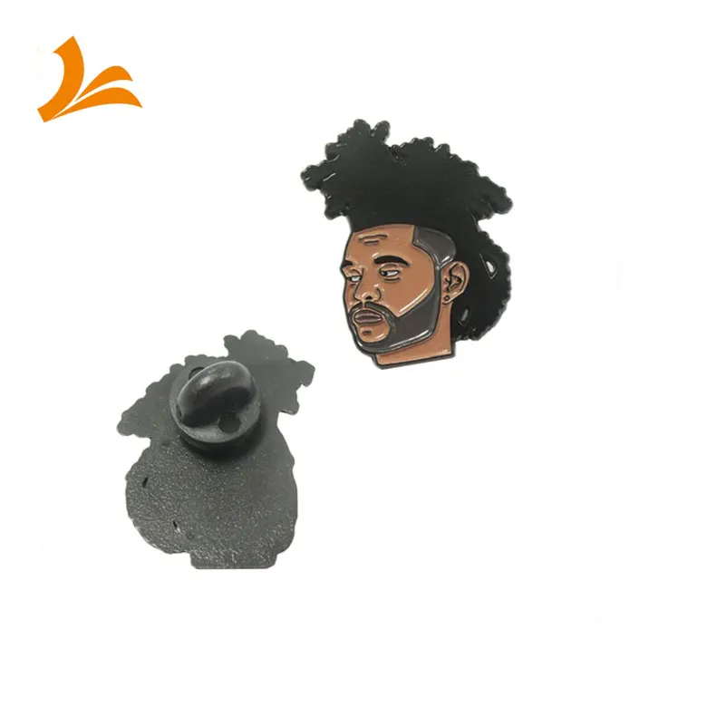 Wholesale customized bulk cheap head shape dyed black metal lapel pin