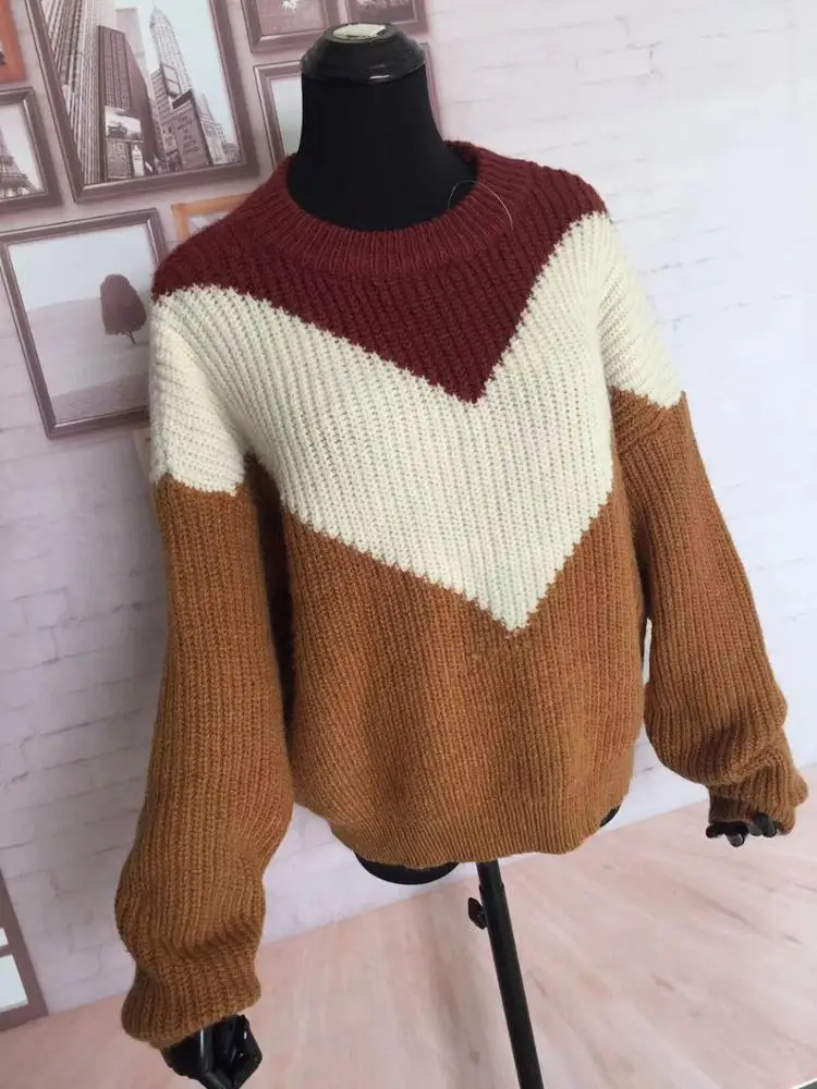 
Hot Selling Woman secondary colour Pullover woolen Sweater Jumper 