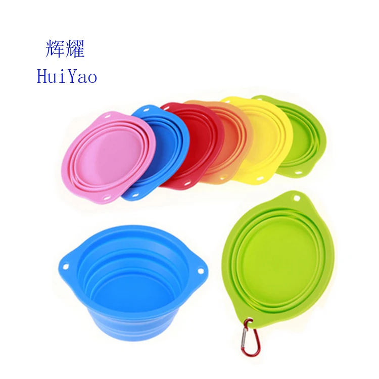 Volume 800ML double ear factory outlet collapsable dog bowl travel silicone dog bowls