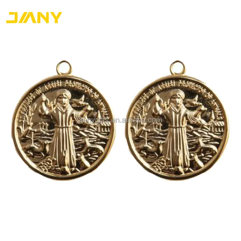 Personalized Antique Gold Plated St Francis Medal Pet Name Tags