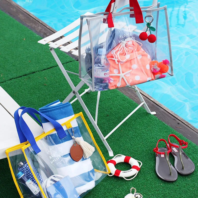 China Product Wholesale Clear Beach Transparent PVC Tote Bag For Beach Shopping