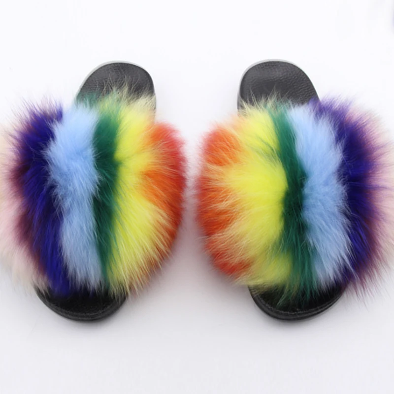 
New arrival pink fur slipper Mink Fur Slides wholesale fur slippers 